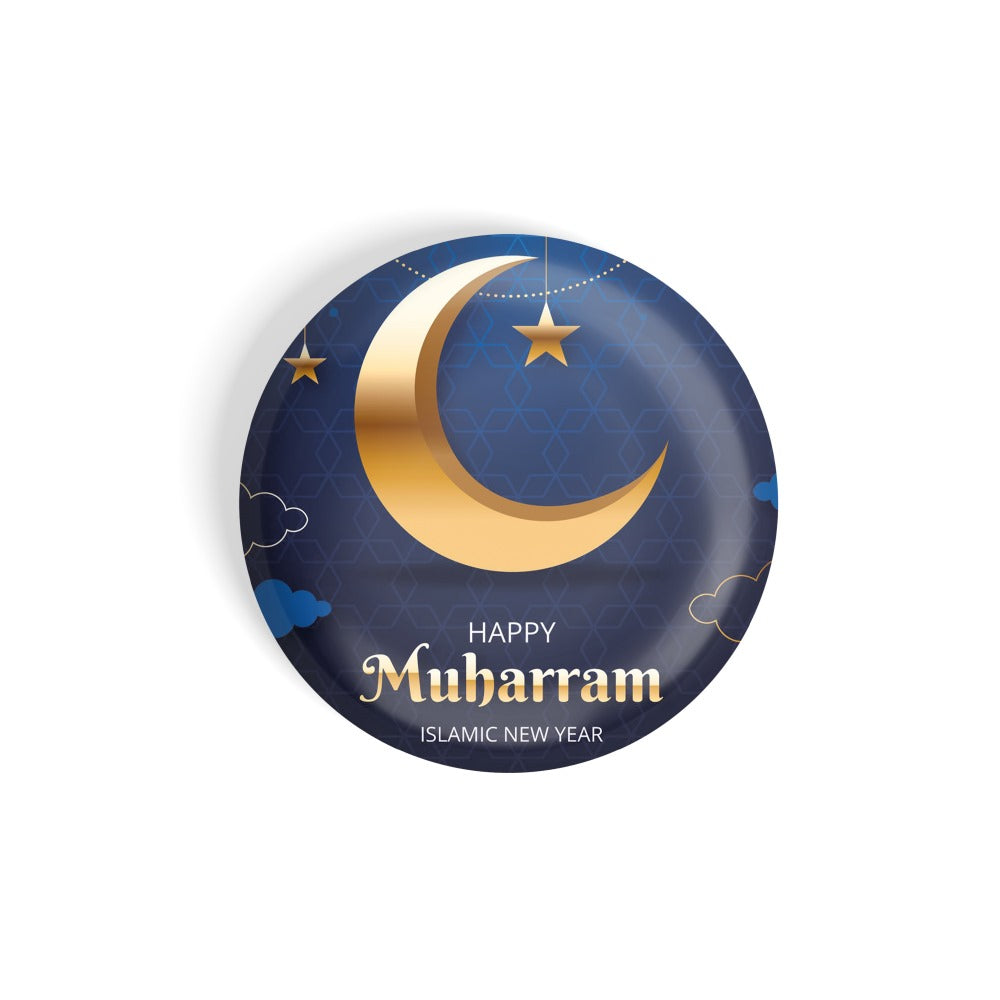 dhcrafts Round Fridge Magnet Blue Muharram D3 Glossy Finish Design Pack of 1 (75 mm)