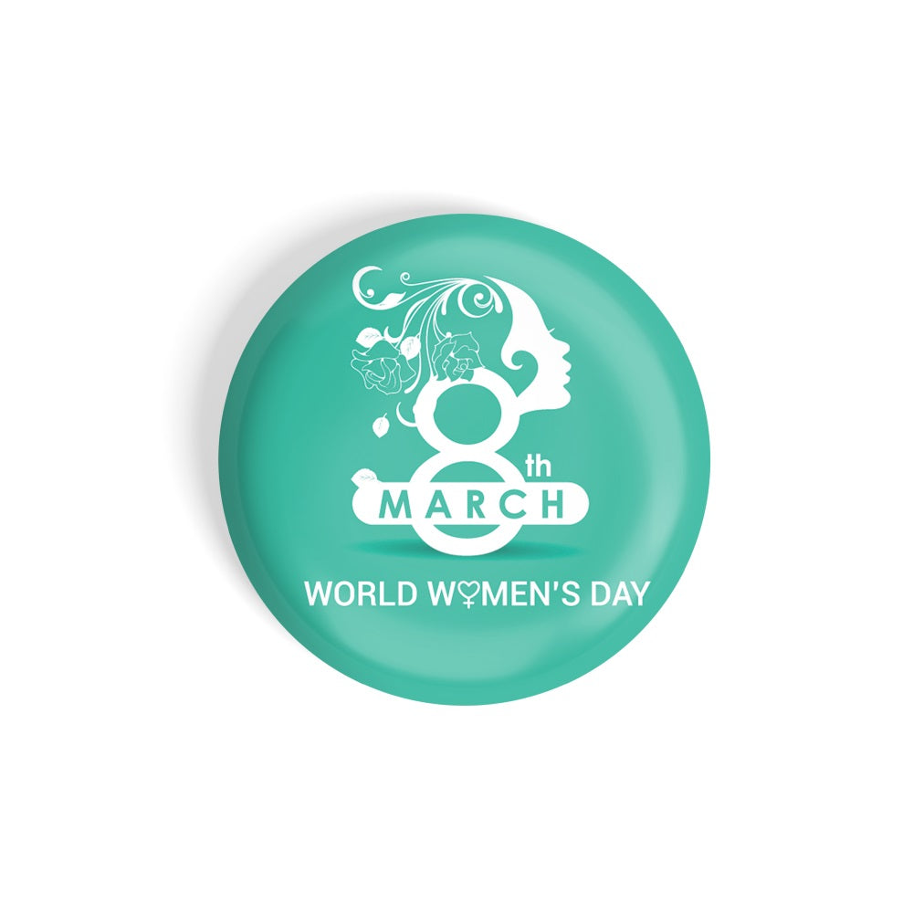 dhcrafts Round Fridge Magnet Green Women's Day D3 Glossy Finish Design Pack of 1 (75 mm)