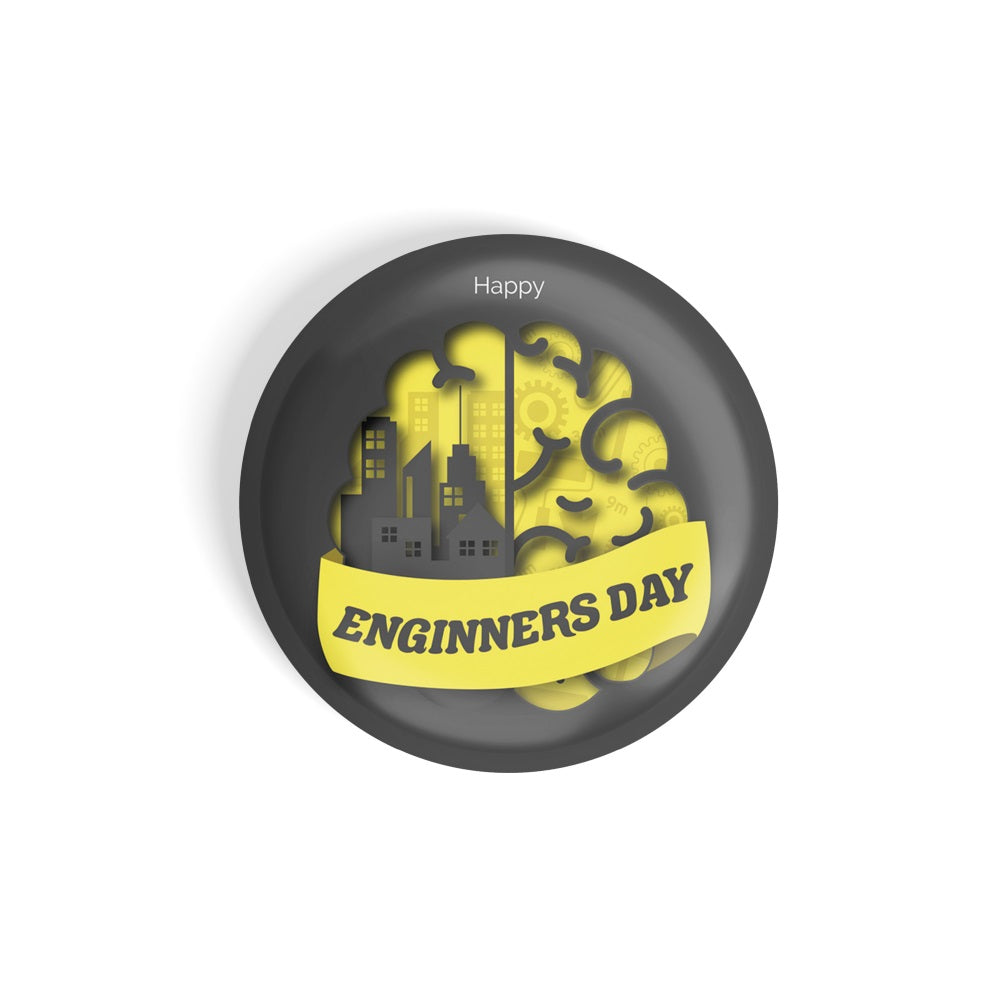 dhcrafts Round Fridge Magnet Grey Engineer's Day D2 Glossy Finish Design Pack of 1 (75 mm)