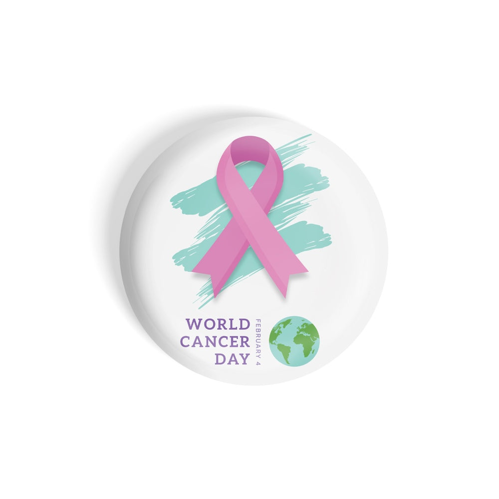 dhcrafts Round Fridge Magnet White World Cancer Day Glossy Finish Design Pack of 1 (58 mm)