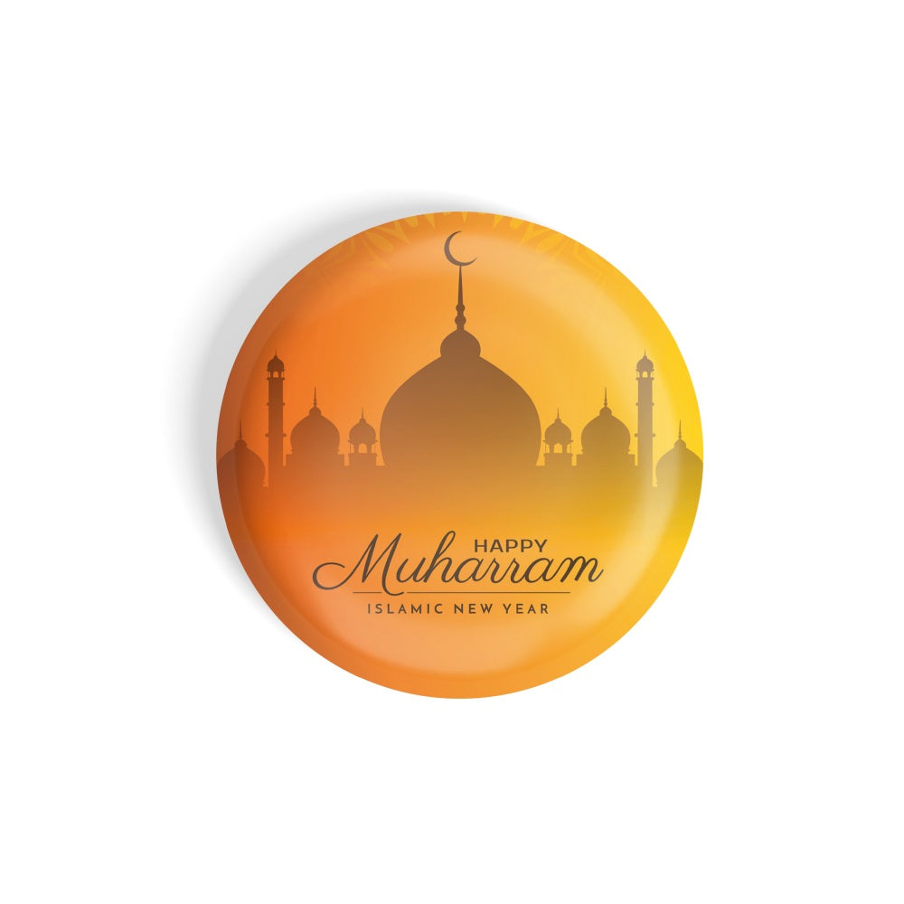 dhcrafts Round Fridge Magnet Orange Muharram D1 Glossy Finish Design Pack of 1 (75 mm)