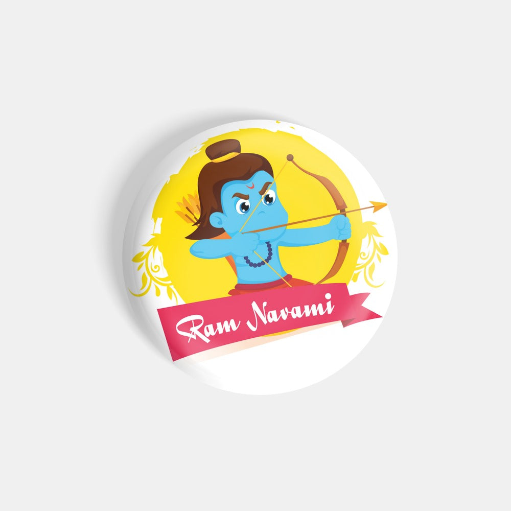 dhcrafts Round Fridge Magnet Multicolor Ram Navami D3 Glossy Finish Design Pack of 1 (58 mm)