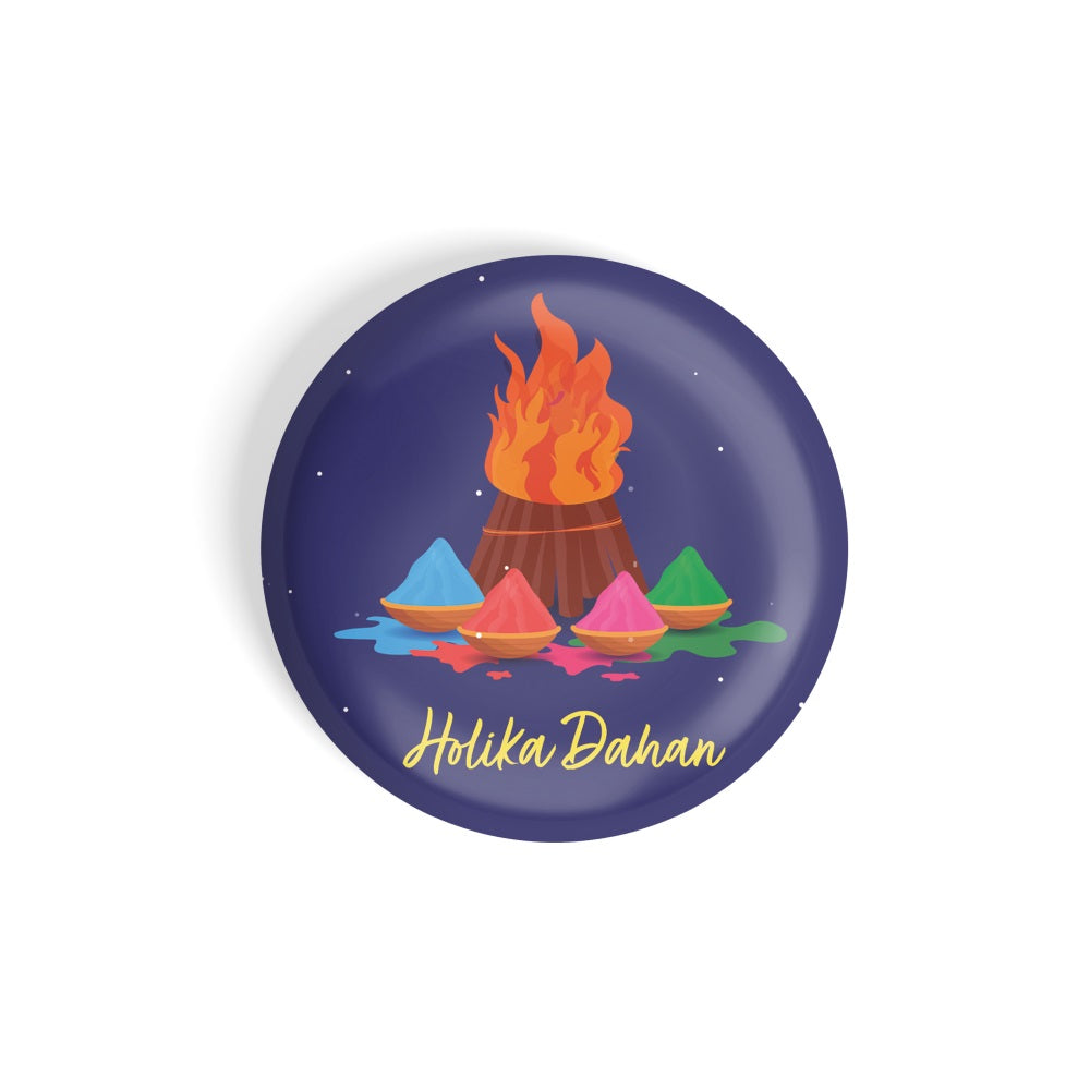 dhcrafts Round Fridge Magnet Blue Holika Dahan Glossy Finish Design Pack of 1 (75 mm)