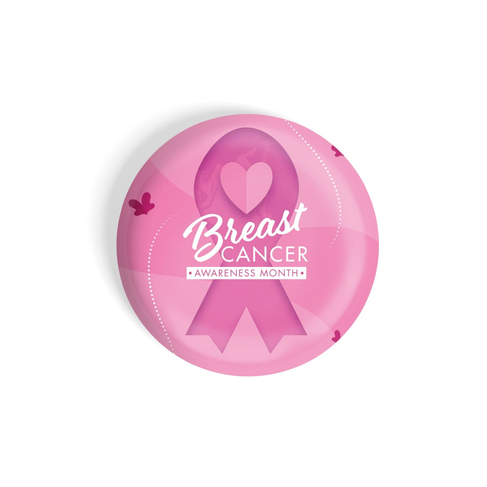 dhcrafts Round Fridge Magnet Pink Cancer Breast Cancer Awareness Month D5 Glossy Finish Design Pack of 1 (75 mm)