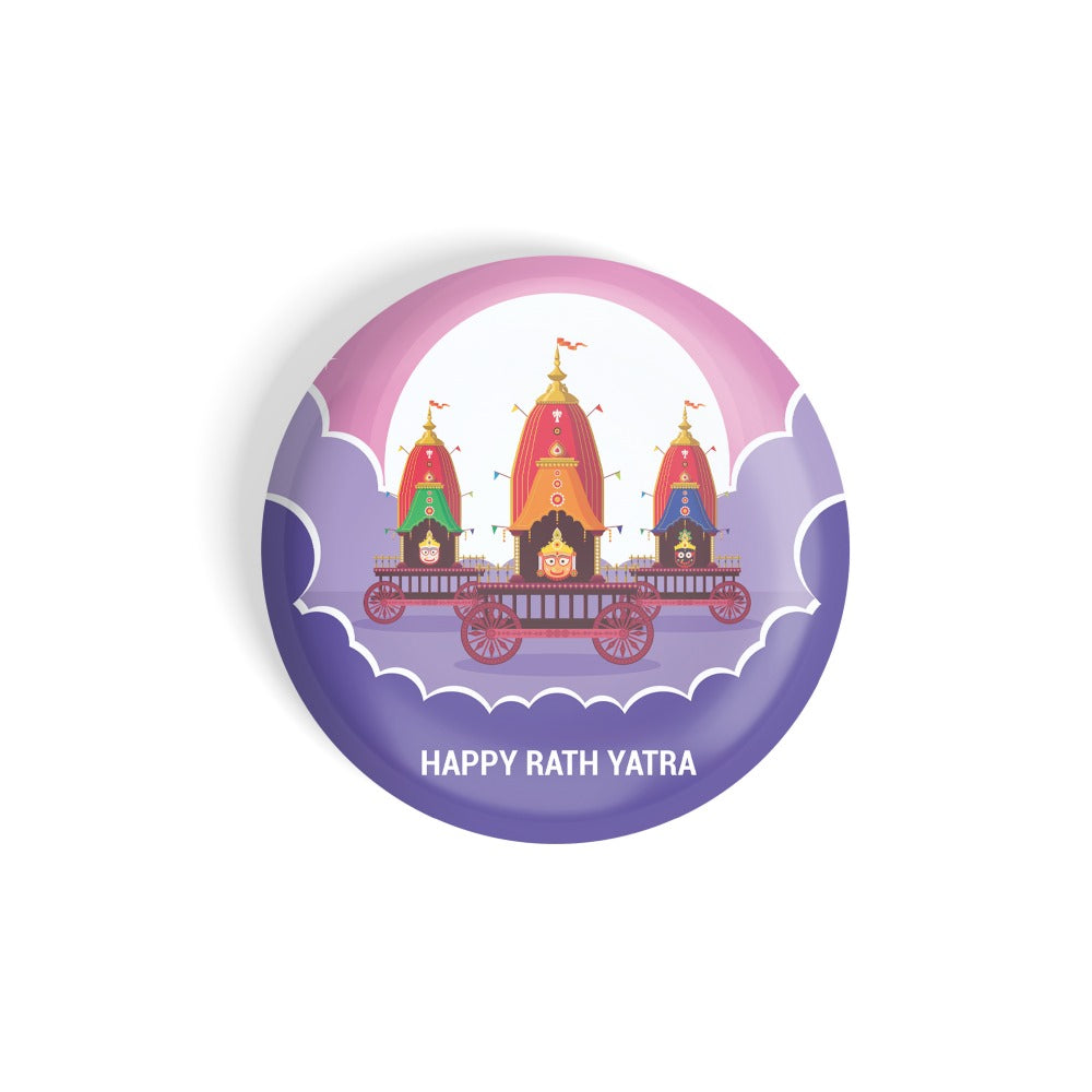 dhcrafts Round Fridge Magnet Multicolor Rath Yatra D2 Glossy Finish Design Pack of 1 (58 mm)