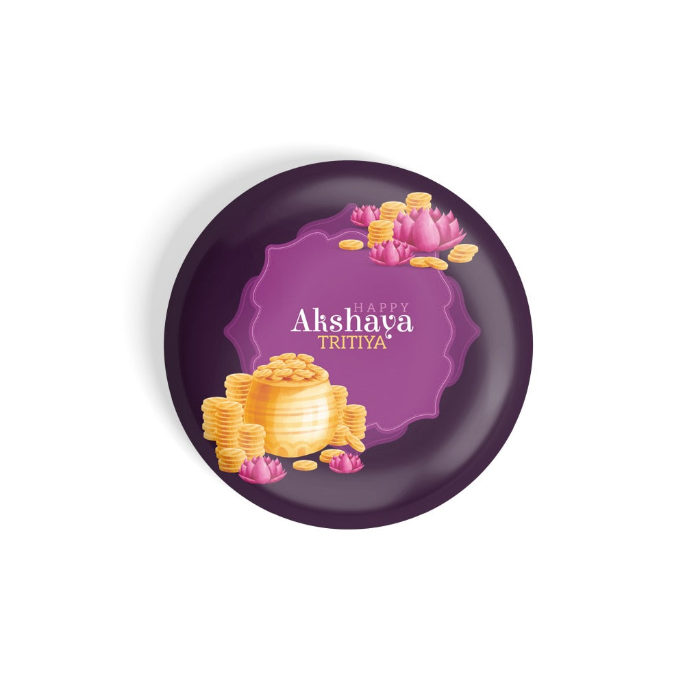 dhcrafts Round Fridge Magnet Multicolor Akshaya Tritiya Glossy Finish Design Pack of 1 (75 mm)