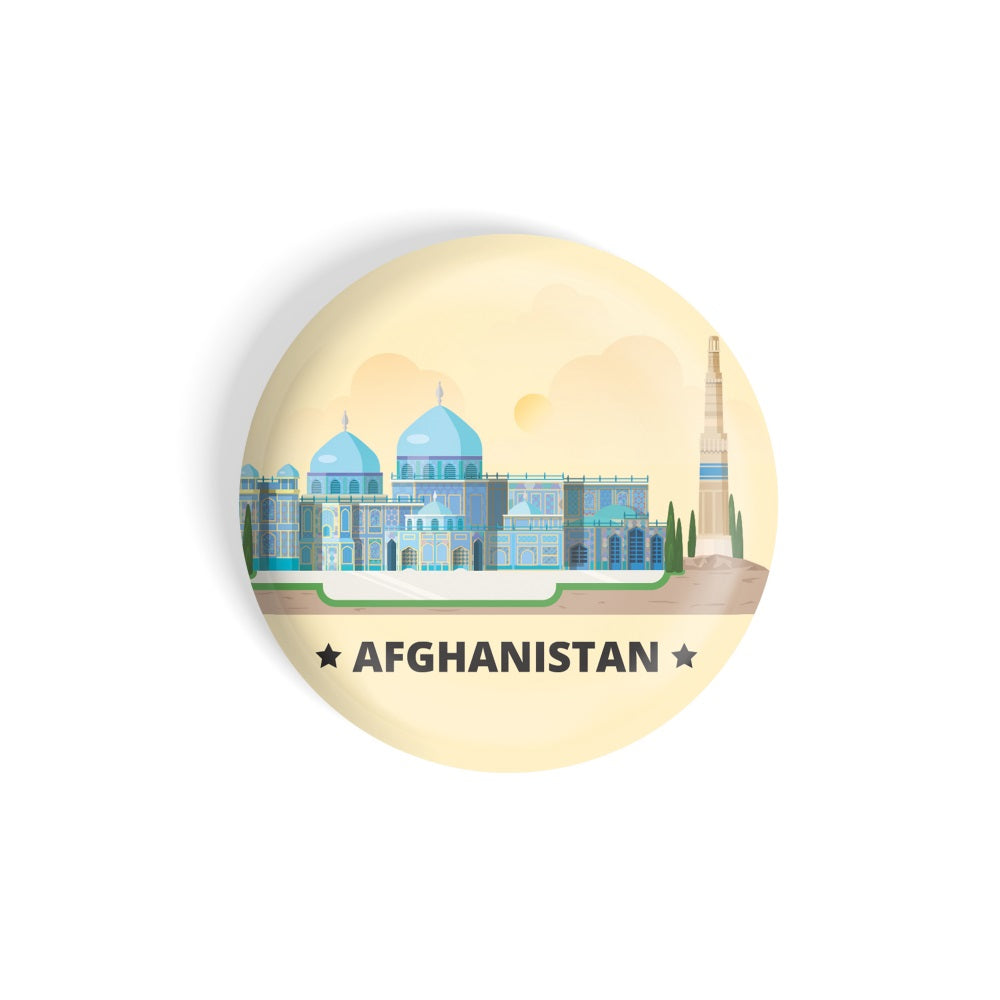 dhcrafts Round Fridge Magnet yellow Color Afghanistan Glossy Finish Design Pack of 1 (58 mm)