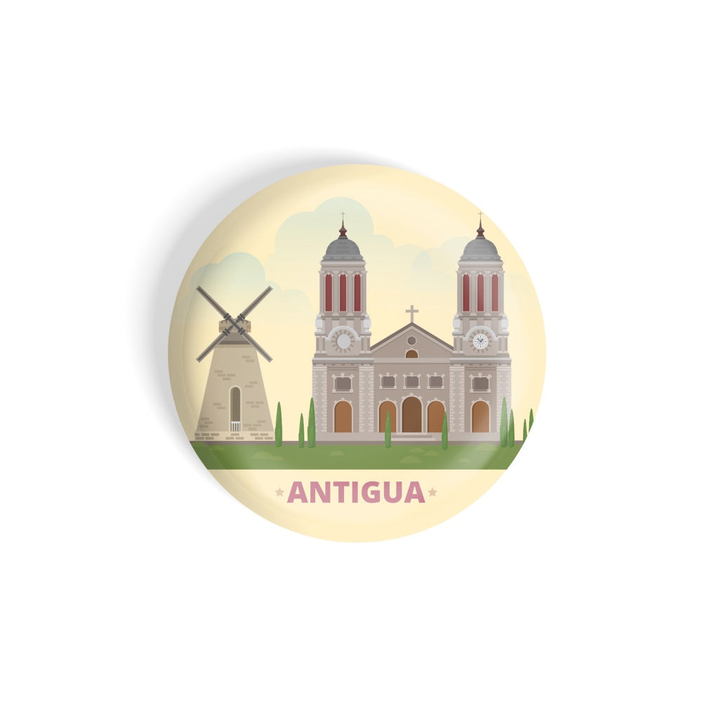 dhcrafts Round Fridge Magnet yellow Color Antigua Glossy Finish Design Pack of 1 (75 mm)