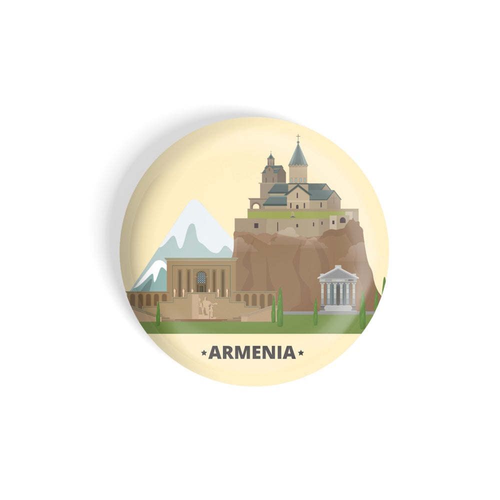 dhcrafts Round Fridge Magnet yellow Color Armenia Glossy Finish Design Pack of 1 (58 mm)