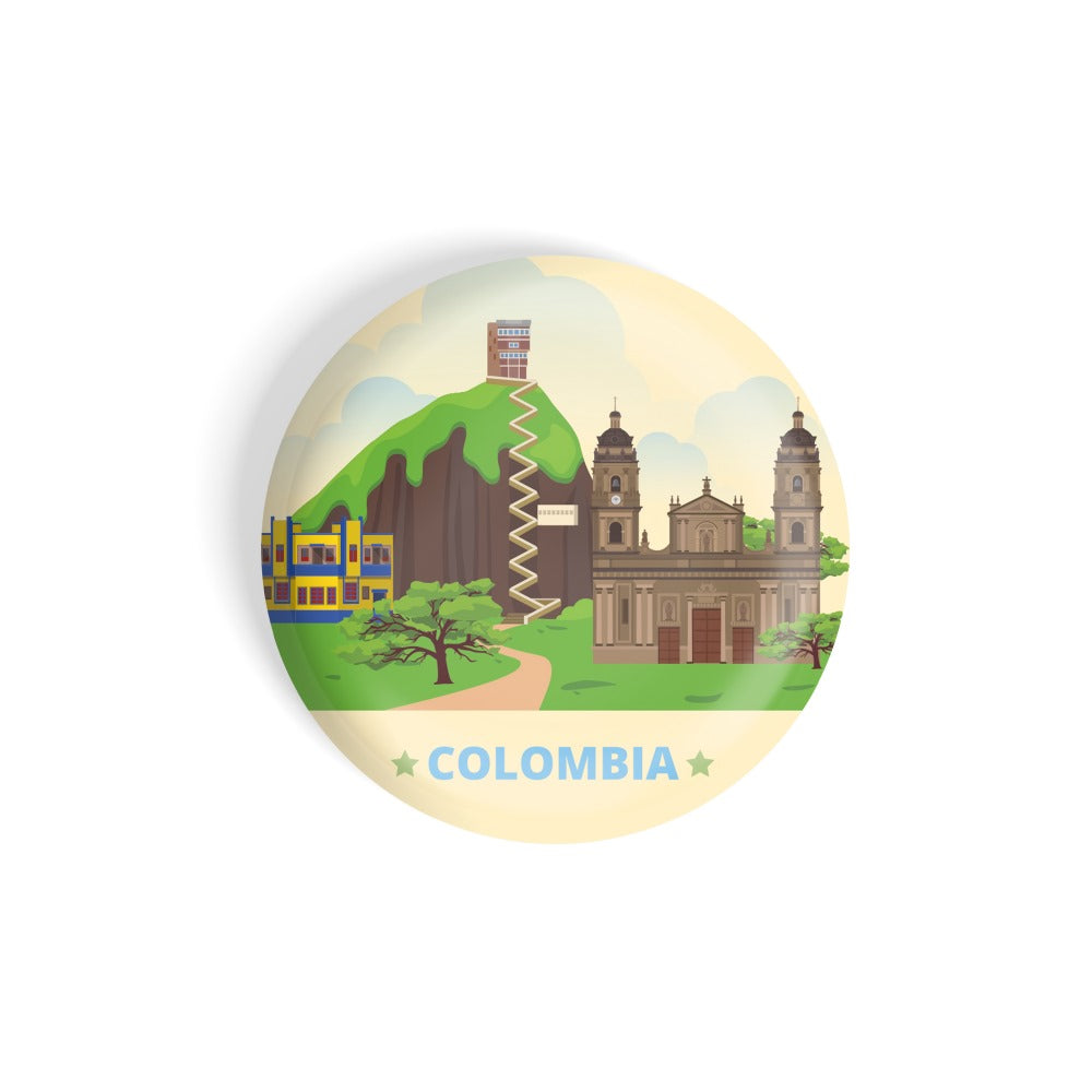 dhcrafts Round Fridge Magnet yellow Color Colombia Glossy Finish Design Pack of 1 (58 mm)