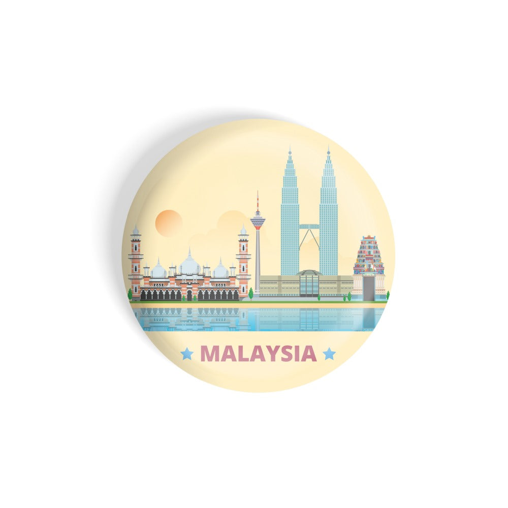 dhcrafts Round Fridge Magnet yellow Color Malaysia Glossy Finish Design Pack of 1 (58 mm)