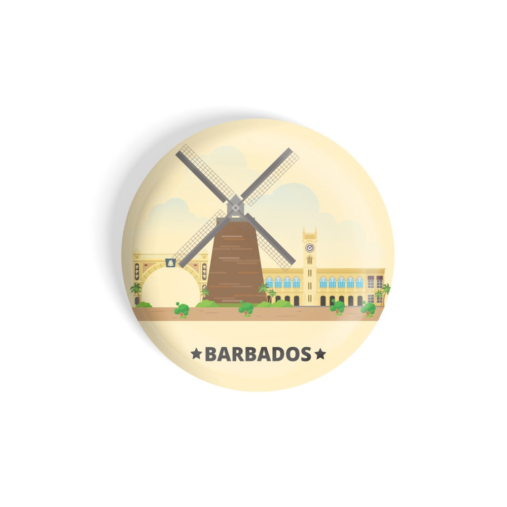 dhcrafts Round Fridge Magnet yellow Color Barbados Glossy Finish Design Pack of 1 (75 mm)