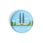 dhcrafts Round Fridge Magnet Blue Color Monuments Petronas Twin Tower Glossy Finish Design Pack of 1