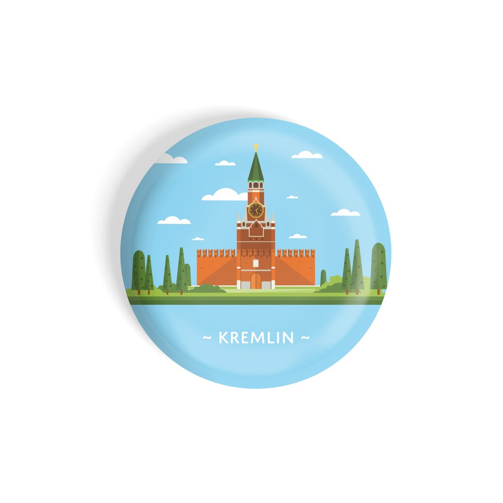 dhcrafts Round Fridge Magnet Blue Color Monuments Kremlin Glossy Finish Design Pack of 1 (75 mm)