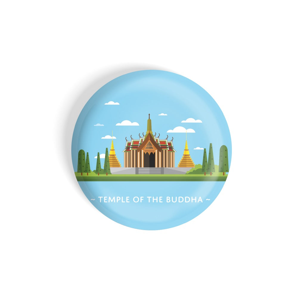 dhcrafts Round Fridge Magnet Blue Color Monuments Temples Of Buddha Glossy Finish Design Pack of 1 (75 mm)