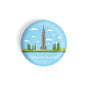 dhcrafts Round Fridge Magnet Blue Color Monuments Empire State Building Glossy Finish Design Pack of 1 (58 mm)