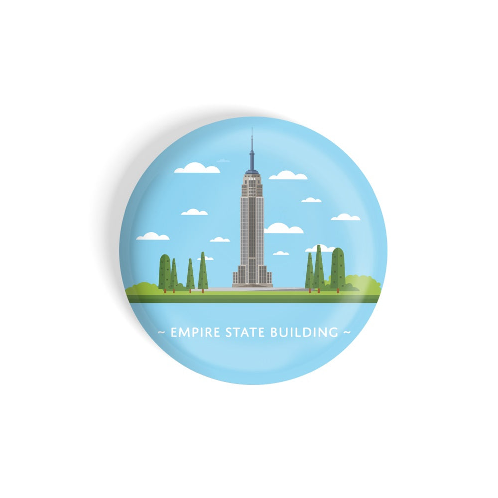 dhcrafts Round Fridge Magnet Blue Color Monuments Empire State Building Glossy Finish Design Pack of 1 (75 mm)
