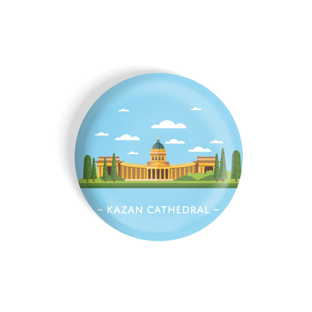 dhcrafts Round Fridge Magnet Blue Color Monuments Kazan Cathedral Glossy Finish Design Pack of 1 (58 mm)