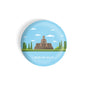 dhcrafts Round Fridge Magnet Blue Color Monuments Borobudur Glossy Finish Design Pack of 1 (75 mm)