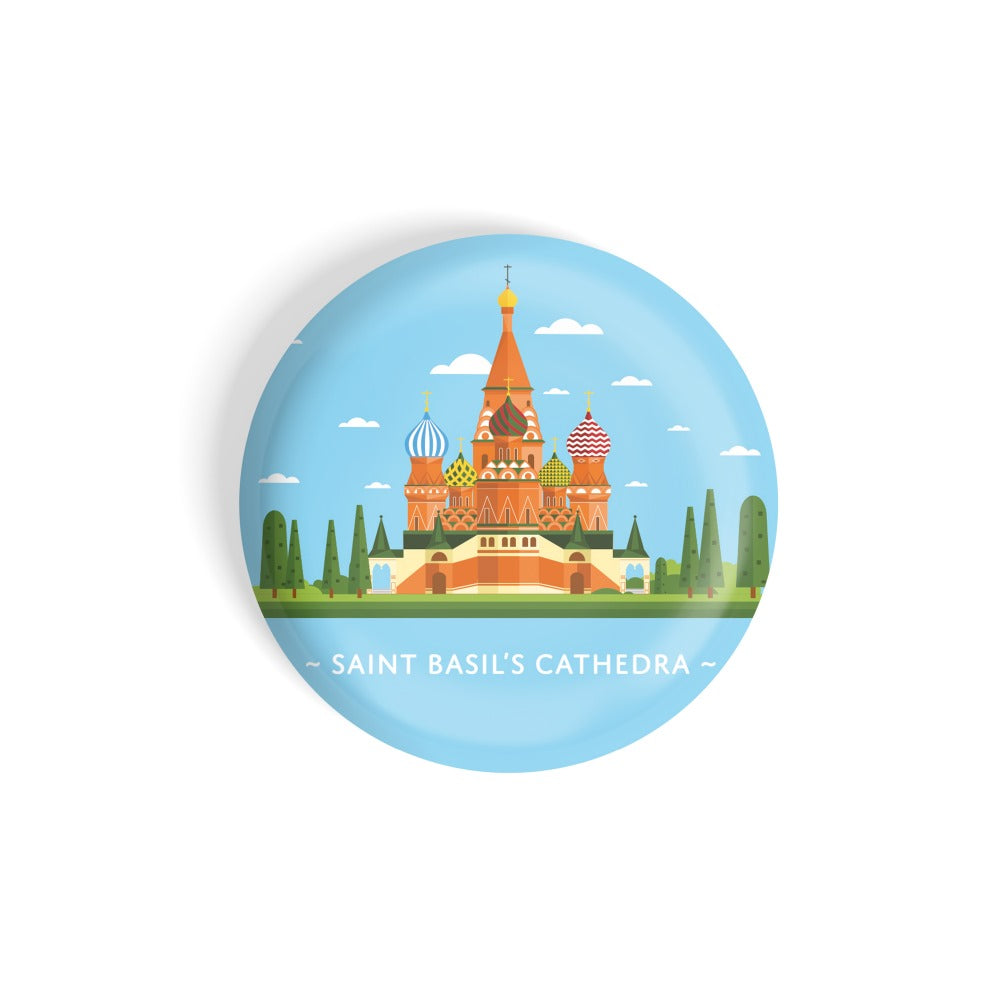 dhcrafts Round Fridge Magnet Blue Color Monuments Saint Basil's Cathedra Glossy Finish Design Pack of 1 (58 mm)