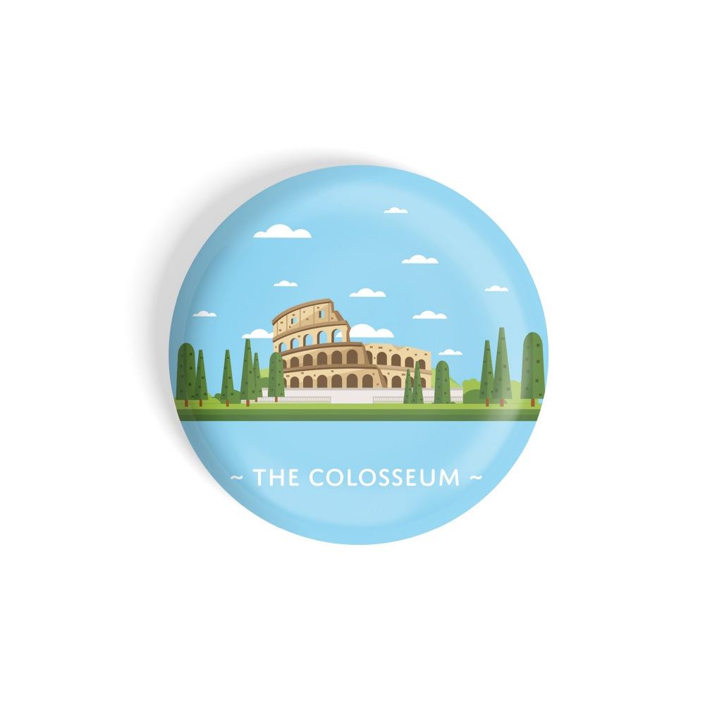 dhcrafts Round Fridge Magnet Blue Color Monuments Colosseum Glossy Finish Design Pack of 1 (58 mm)