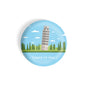 dhcrafts Round Fridge Magnet Blue Color Monuments Leaning Tower Of Pisa Glossy Finish Design Pack of 1 (58 mm)