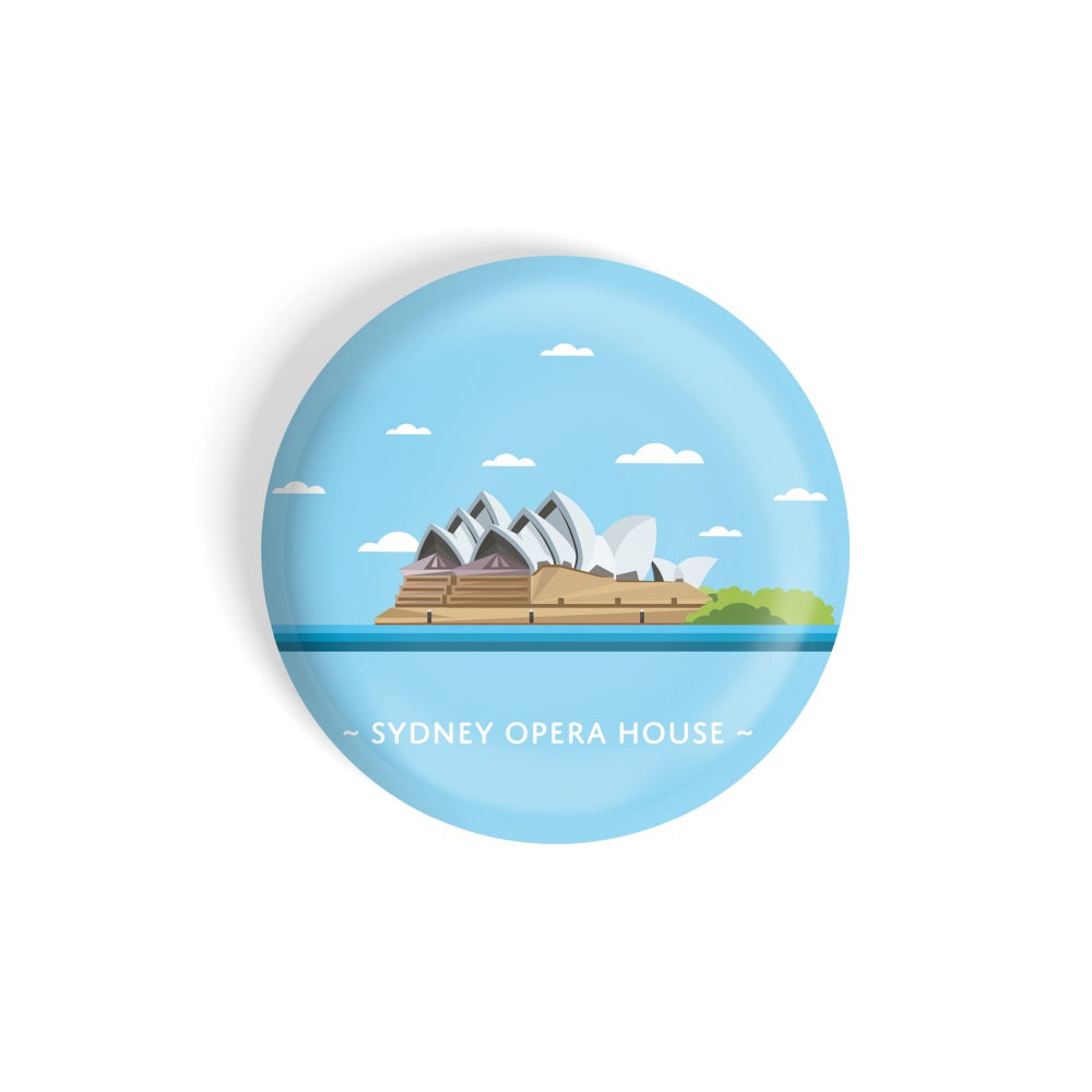 dhcrafts Round Fridge Magnet Blue Color Monuments Sydney Opera House Glossy Finish Design Pack of 1 (58 mm)
