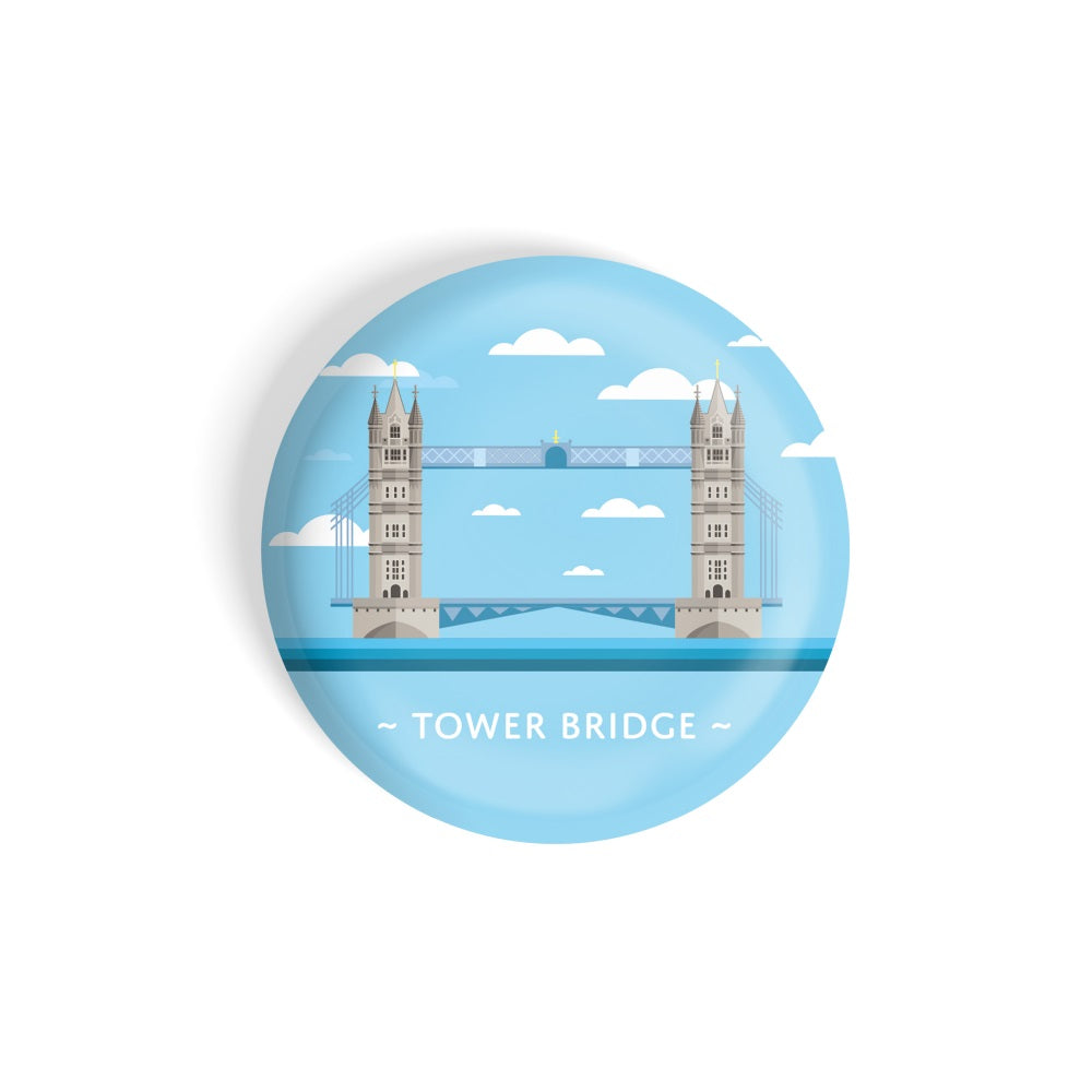 dhcrafts Round Fridge Magnet Blue Color Monuments Tower Bridge Glossy Finish Design Pack of 1 (58 mm)