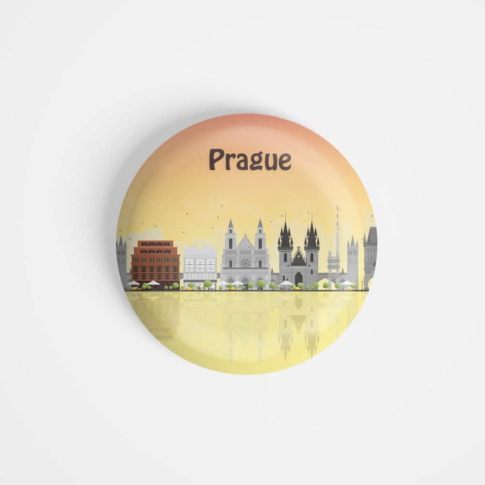 dhcrafts Round Fridge Magnet Multicolour Places Prague Capital Of The Czech Republic Glossy Finish Design Pack of 1 (58 mm)