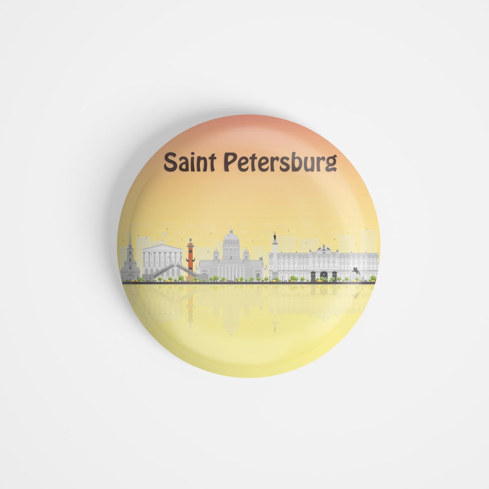 dhcrafts Round Fridge Magnet Multicolour Places Saint Petersburg Russian Port City Glossy Finish Design Pack of 1 (58 mm)