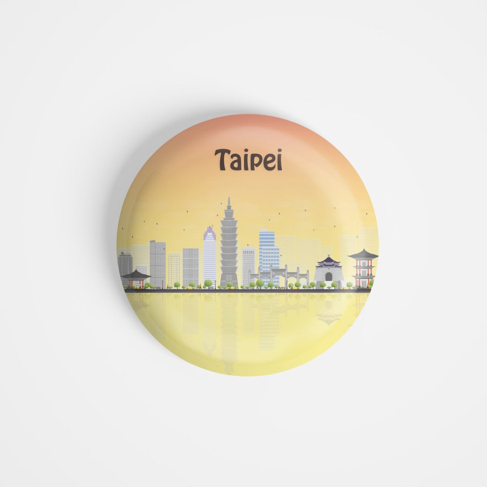 dhcrafts Round Fridge Magnet Multicolour Places Taipei Capital Of Taiwan Glossy Finish Design Pack of 1 (58 mm)