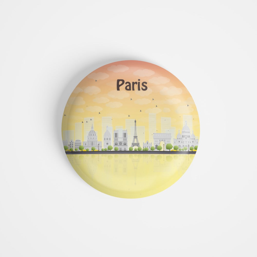 dhcrafts Round Fridge Magnet Multicolour Places Paris France's Capital Glossy Finish Design Pack of 1 (75 mm)