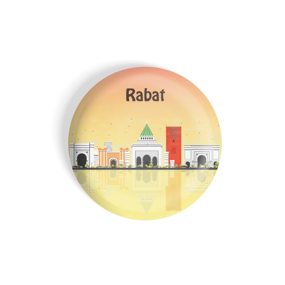 dhcrafts Round Fridge Magnet Multicolour Places Rabat Capital Of Morocco Glossy Finish Design Pack of 1 (58 mm)