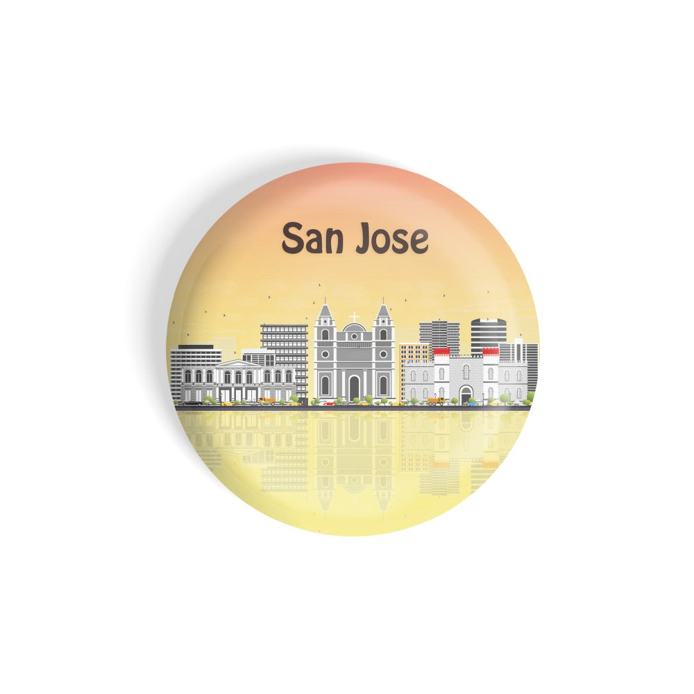 dhcrafts Round Fridge Magnet Multicolour Places San Jose City In California Glossy Finish Design Pack of 1 (58 mm)