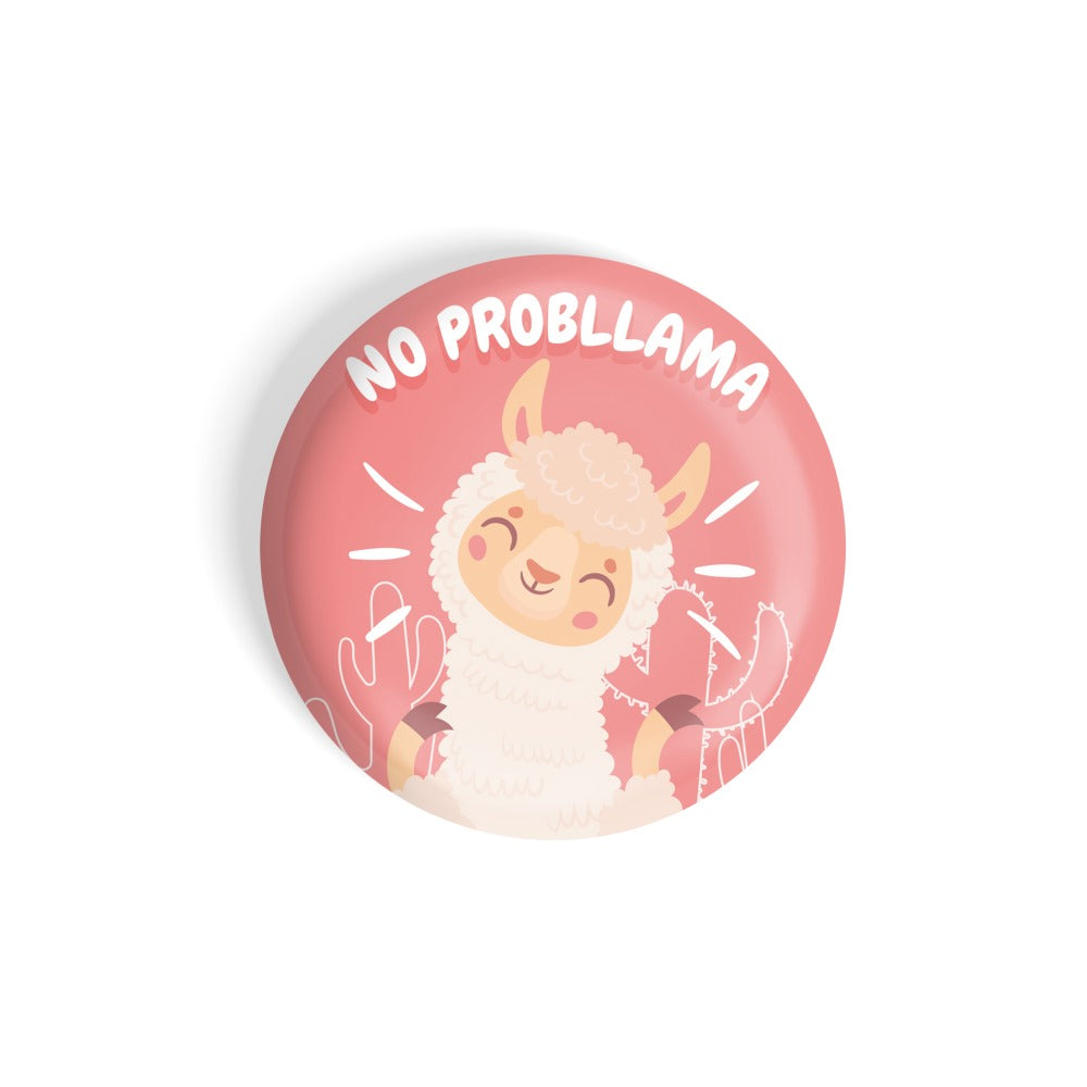 dhcrafts Round Fridge Magnet Quotes Pink No Probllama D4 Glossy Finish Design Pack of 1 (58 mm)
