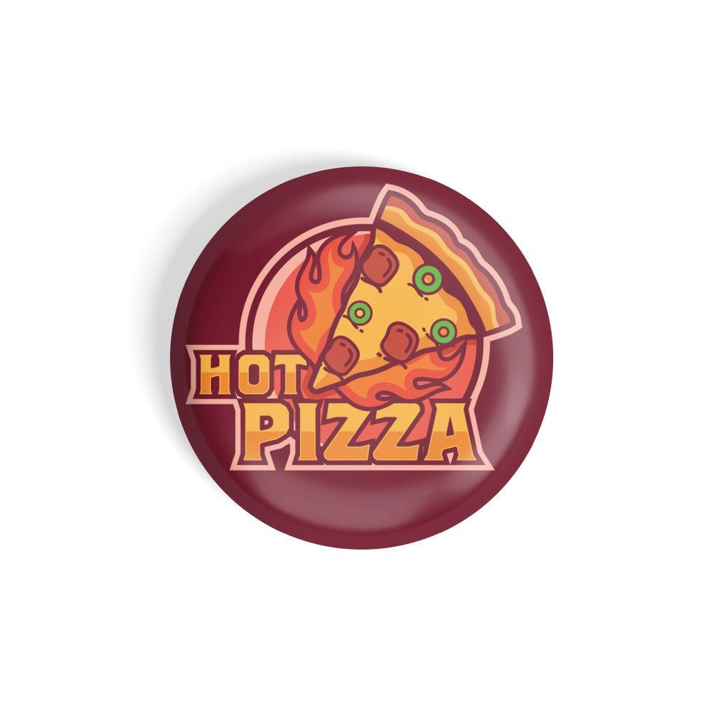 dhcrafts Round Fridge Magnet Red Food Lovers Hot Pizza D1 Glossy Finish Design Pack of 1 (58 mm)