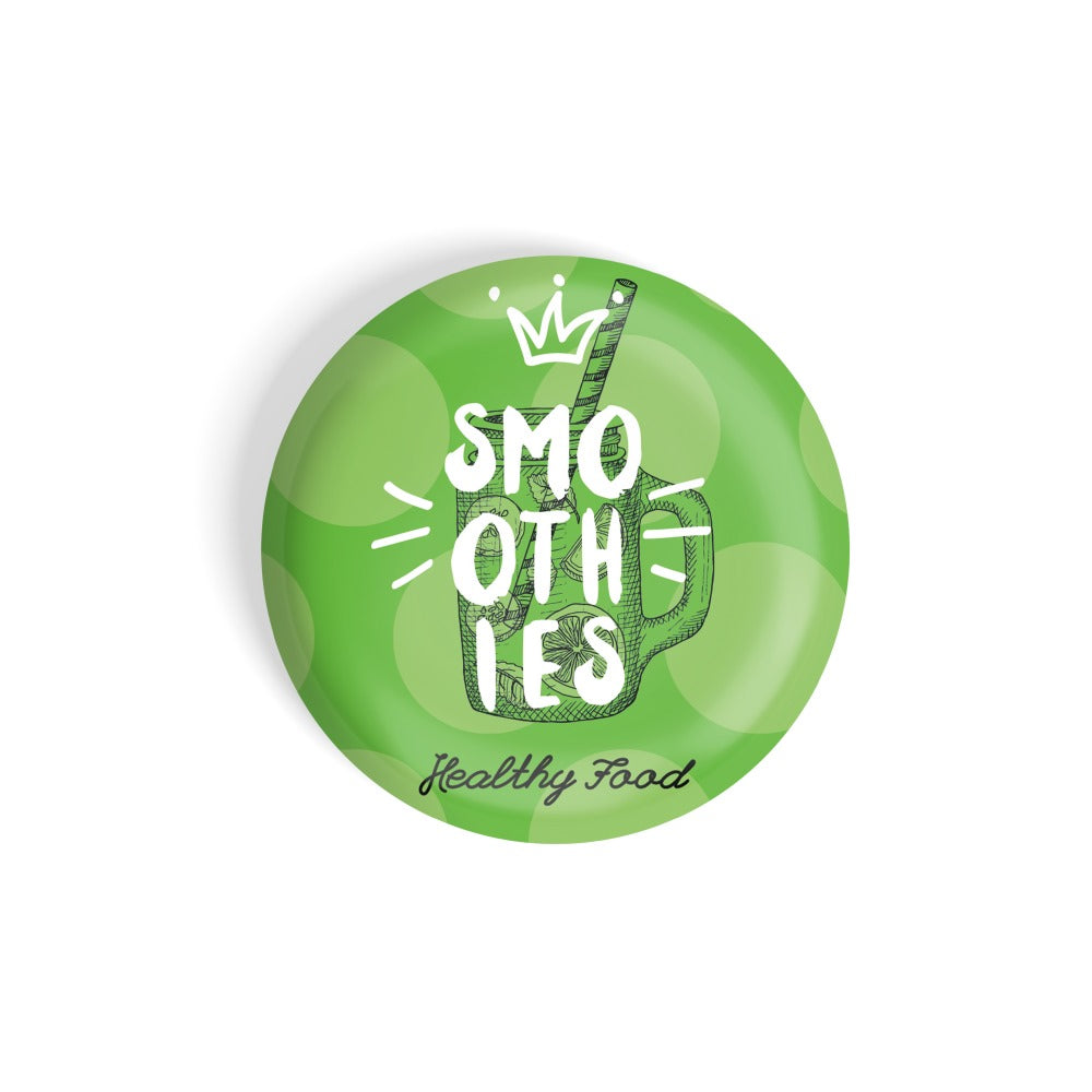 dhcrafts Round Fridge Magnet Green Food Lovers Smoothies Healthy Food Glossy Finish Design Pack of 1 (58 mm)
