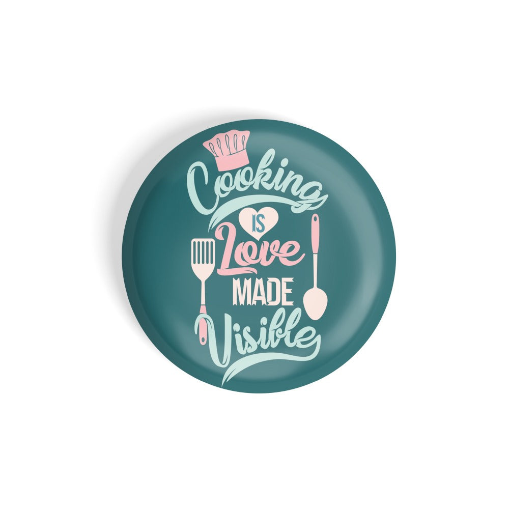 dhcrafts Round Fridge Magnet Blue Food Lovers Cooking Is Love Made Visible Glossy Finish Design Pack of 1 (58 mm)