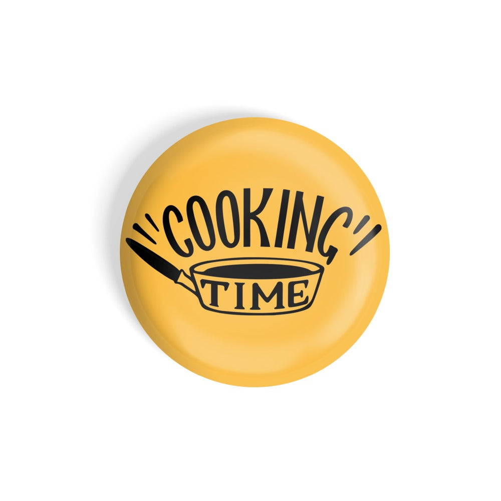 dhcrafts Round Fridge Magnet Yellow Food Lovers Cooking Time Glossy Finish Design Pack of 1 (58 mm)