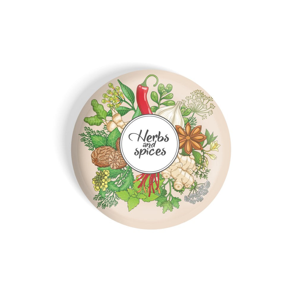 dhcrafts Round Fridge Magnet Multicolour Food Lovers Herbs And Spices D2 Glossy Finish Design Pack of 1 (58 mm)