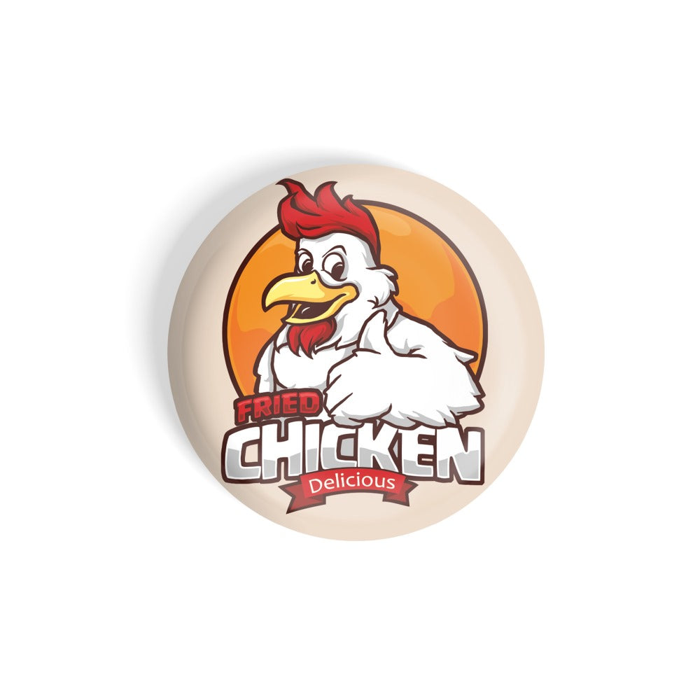 dhcrafts Round Fridge Magnet Multicolour Food Lovers Fried Chicken Delicious Glossy Finish Design Pack of 1 (58 mm)