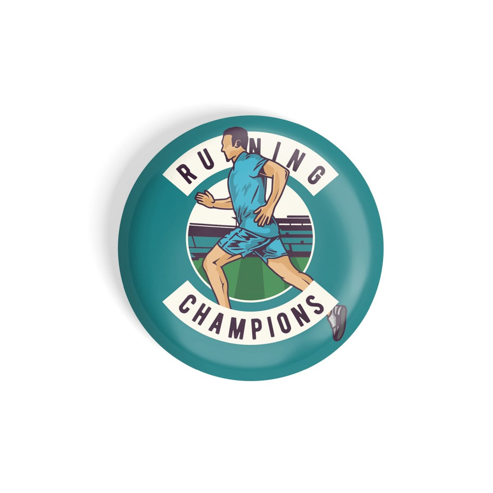 dhcrafts Round Fridge Magnet Sports Multicolour Running Champions Glossy Finish Design Pack of 1 (58 mm)