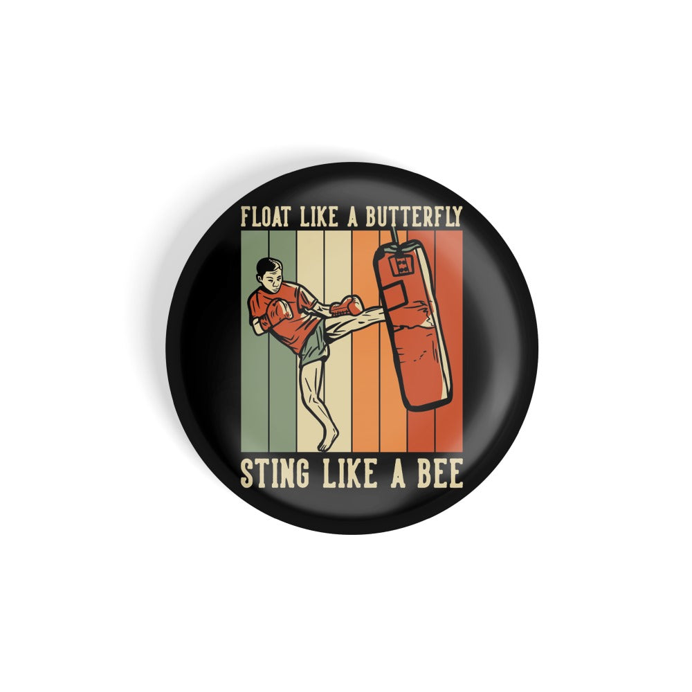 dhcrafts Round Fridge Magnet Sports Multicolour Float Like A Butterfly Sting Like A Bee Boxing D1 Glossy Finish Design Pack of 1 (58 mm)