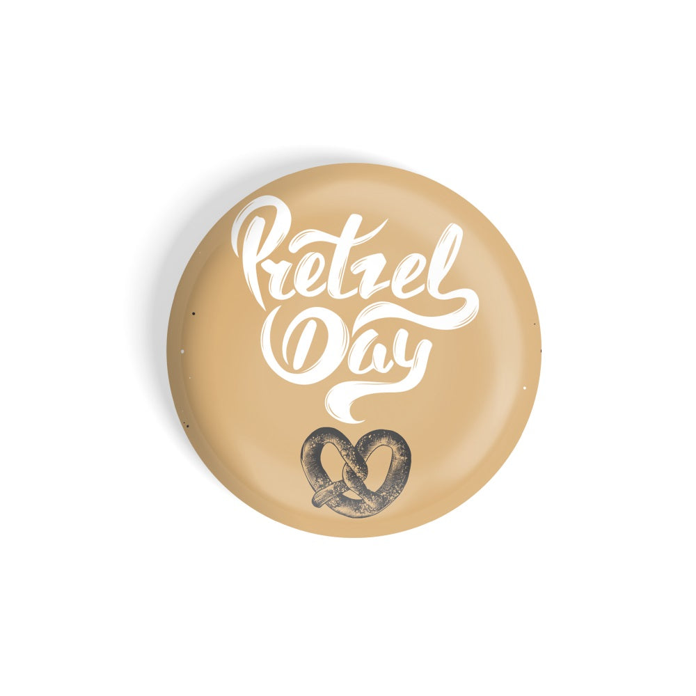 dhcrafts Round Fridge Magnet Brown Food Lovers Pretzel Day Glossy Finish Design Pack of 1 (58 mm)