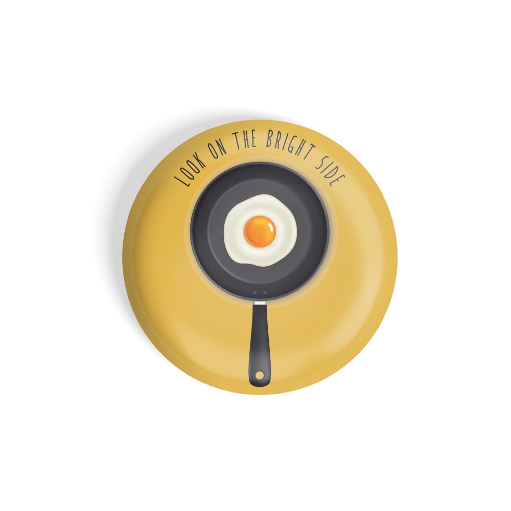 dhcrafts Round Fridge Magnet Yellow Food Lovers Look On The Bright Side Glossy Finish Design Pack of 1 (58 mm)