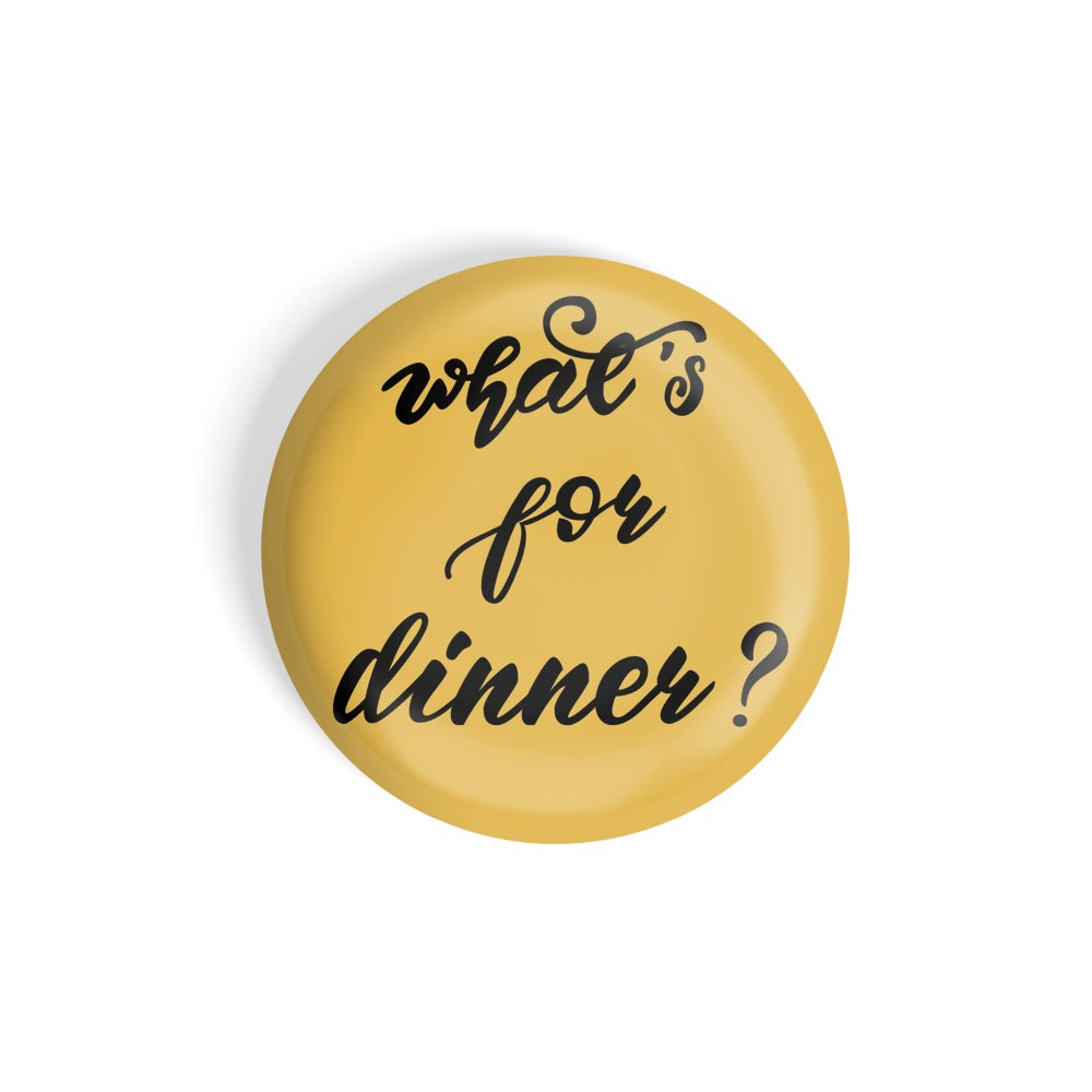 dhcrafts Round Fridge Magnet Yellow Food Lovers What's For Dinner? Glossy Finish Design Pack of 1 (58 mm)