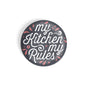 dhcrafts Round Fridge Magnet Grey Food Lovers My Kitchen My Rules D5 Glossy Finish Design Pack of 1 (58 mm)
