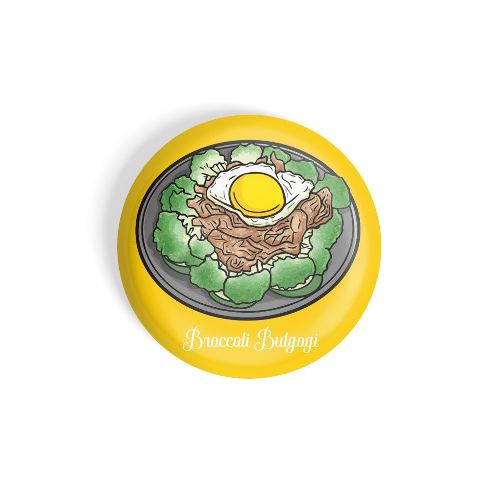 dhcrafts Round Fridge Magnet Multicolour Food Lovers Broccoli Bulgogi Korean Cuisine Glossy Finish Design Pack of 1 (58 mm)