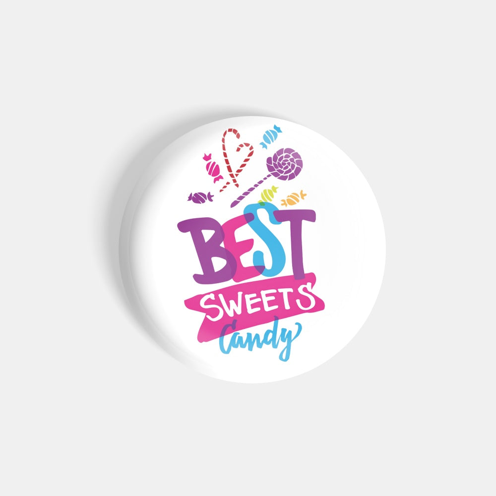 dhcrafts Round Fridge Magnet White Food Lovers Best Sweets Candy Glossy Finish Design Pack of 1 (58 mm)