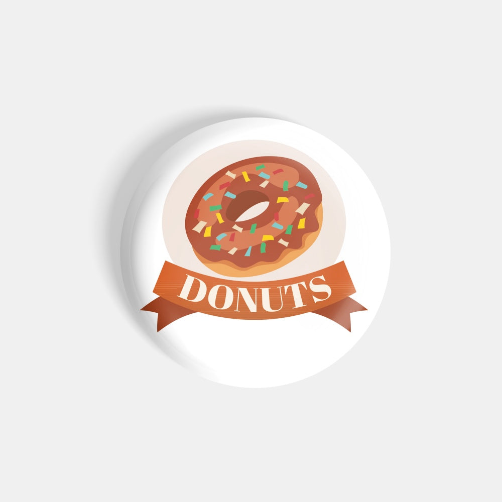 dhcrafts Round Fridge Magnet White Food Lovers Donut Glossy Finish Design Pack of 1 (58 mm)